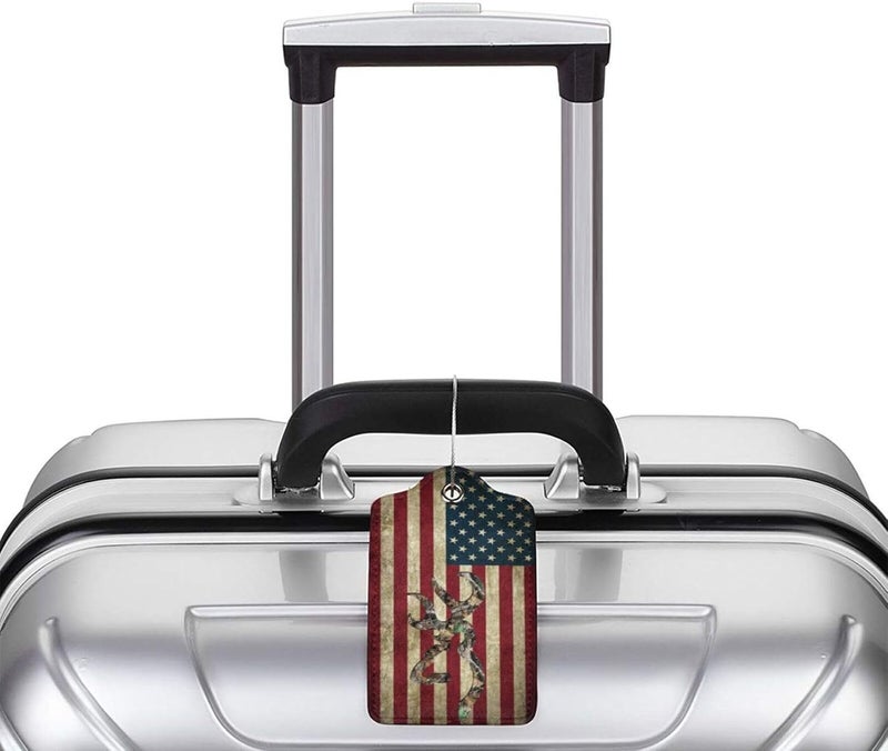 GACCAP 2 Pack Luggage Tags for Suitcase, Privacy Cover ID Label with Stainless Steel and Address Card for Travel Bag Backpack Cruise Ship Essentials Tag Women Men - Camo Deer American Flag - Image 5